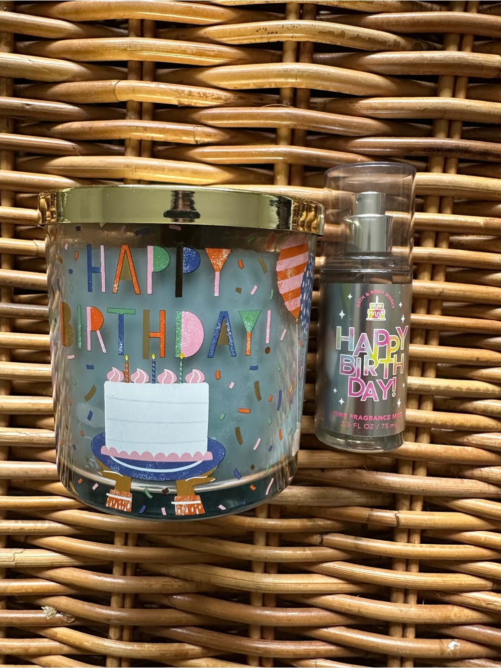 Bath and Body Works Happy Birthday Scented Candle & Fragrance Mist Set